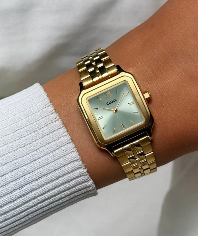 Gracieuse Petite Watch Steel, Sage Green, Gold Colour