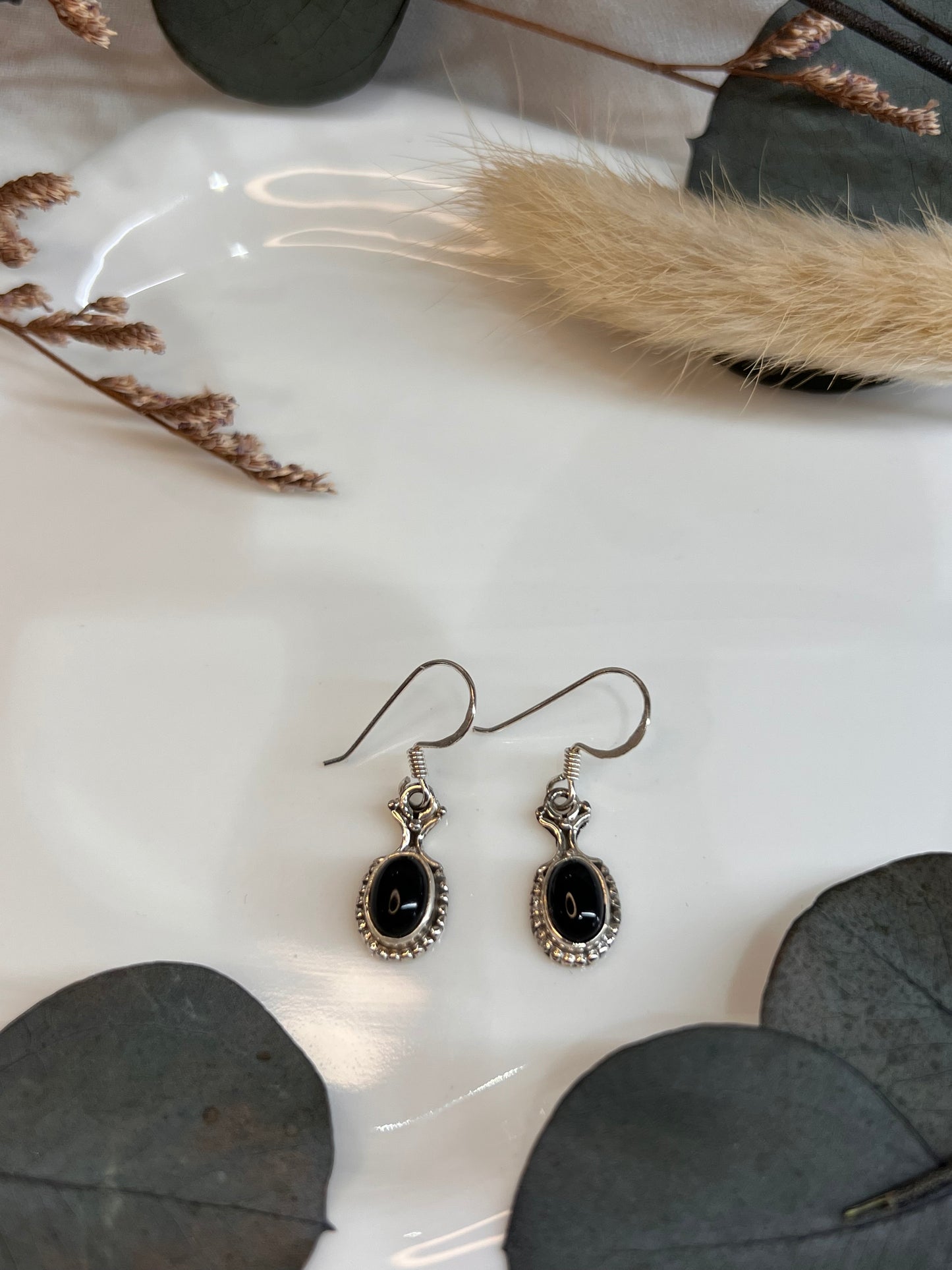 BOUCLES D’OREILLES AGATE NOIRE