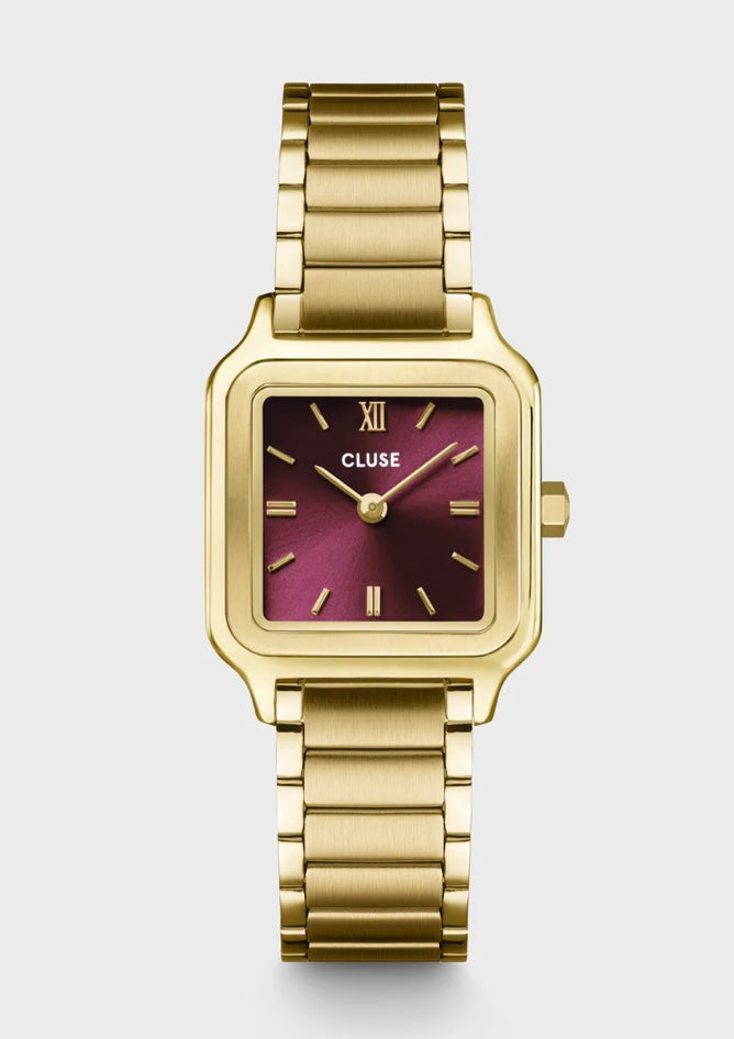 Gracieuse Petite Watch Steel, Dark Cherry, Gold Colour