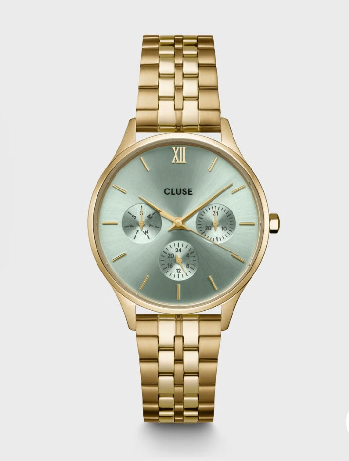 Minuit Multifonction Watch Steel, Sage Green, Gold Colour