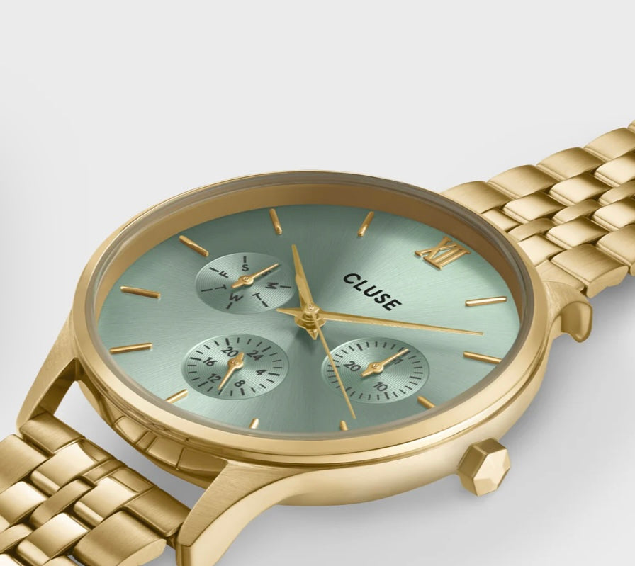 Minuit Multifonction Watch Steel, Sage Green, Gold Colour