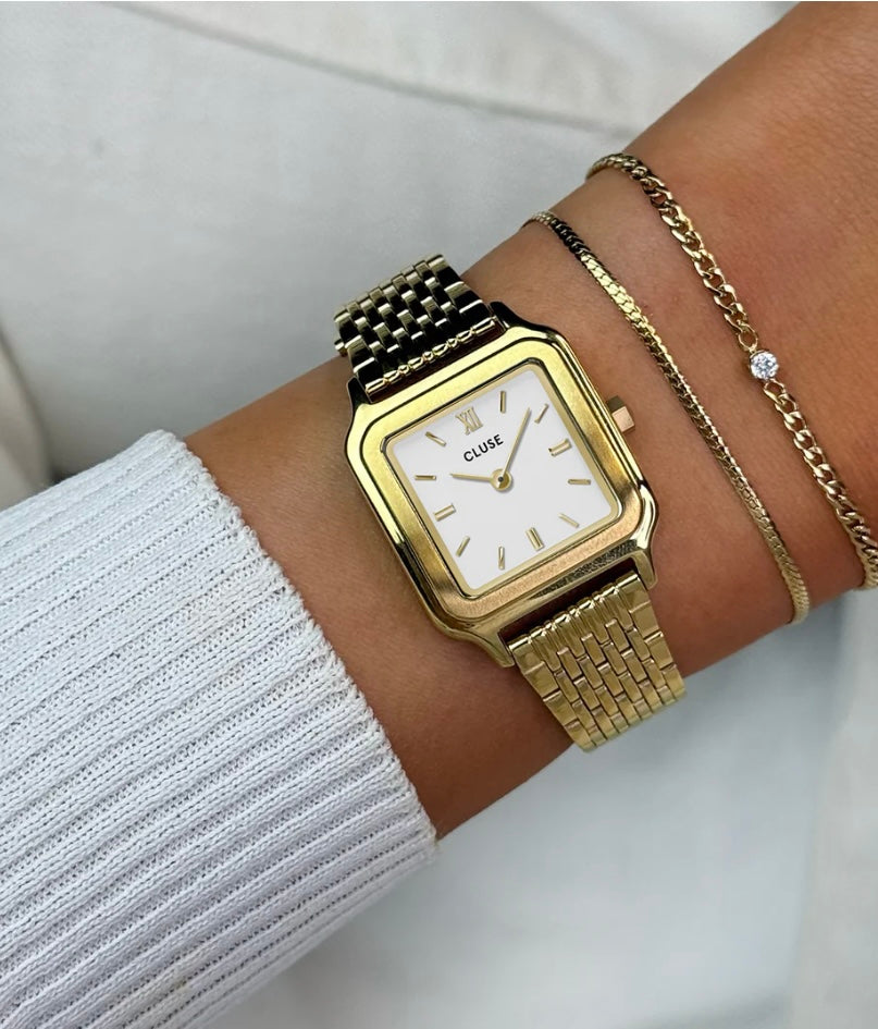Gracieuse Petite Watch Steel, White, Gold Colour
