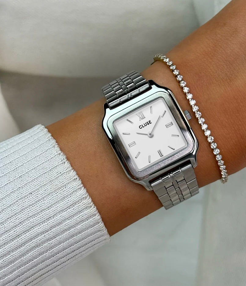 Gracieuse Watch Steel, White, Silver Colour