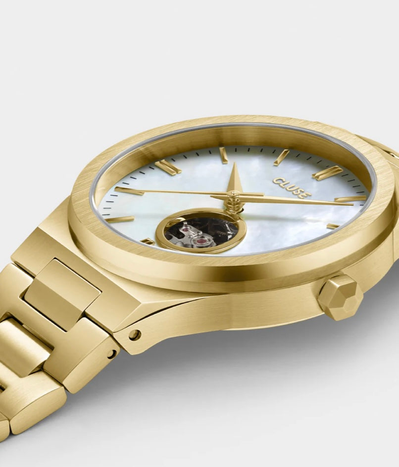 Vigoureux Automatic Watch, White MOP, Gold colour