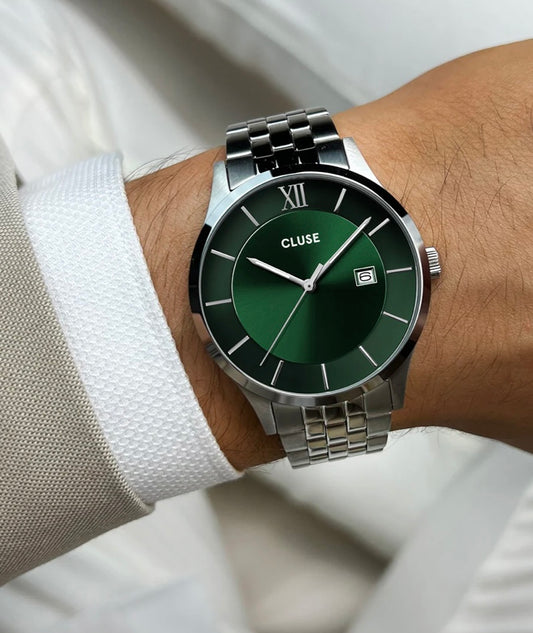 Aravis 3-Hand Watch, Green, Silver colour