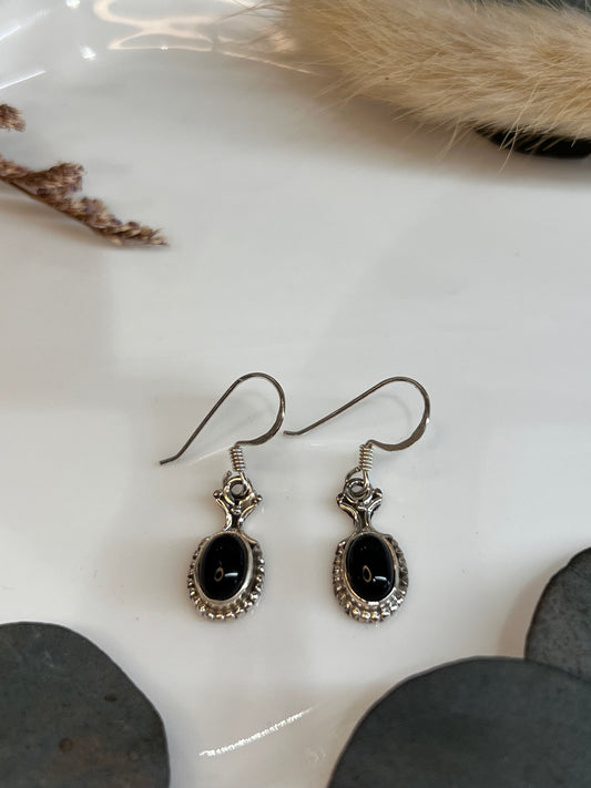 BOUCLES D’OREILLES AGATE NOIRE