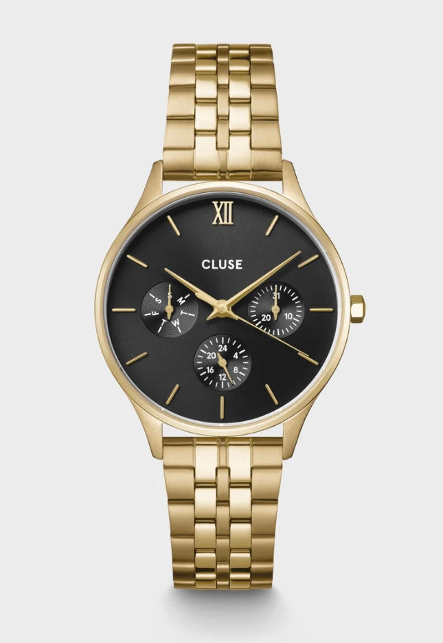 Minuit Multifonction Watch Steel, Black, Gold colour