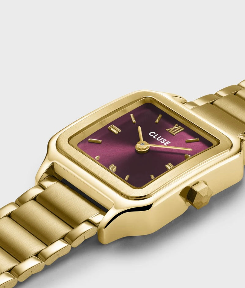 Gracieuse Petite Watch Steel, Dark Cherry, Gold colour