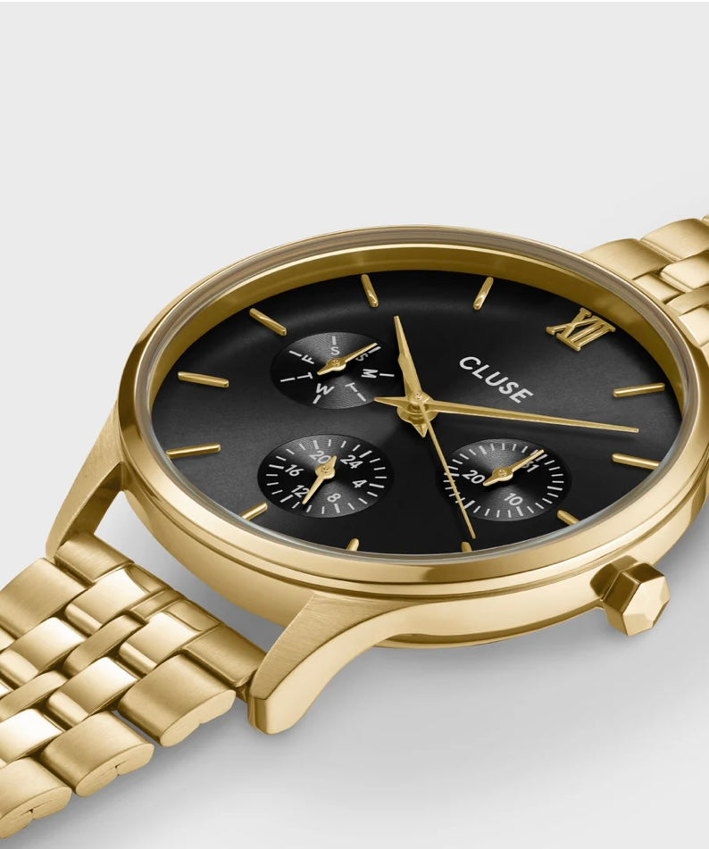 Minuit Multifonction Watch Steel, Black, Gold colour