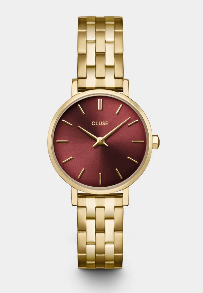 Boho Chic Petite Steel Watch, Dark cherry, Gold colour