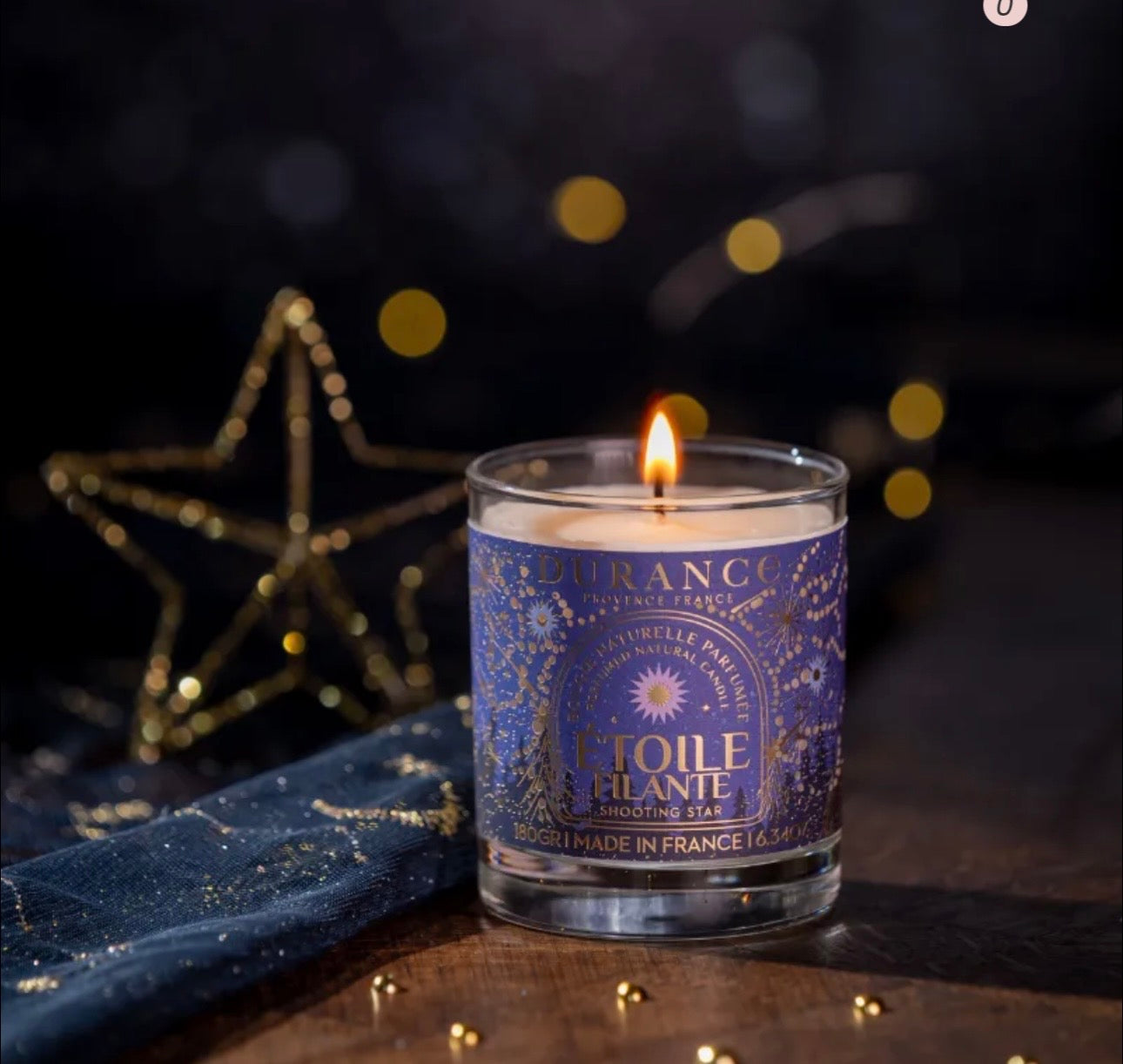 Bougie de Noël parfumée étoile filante