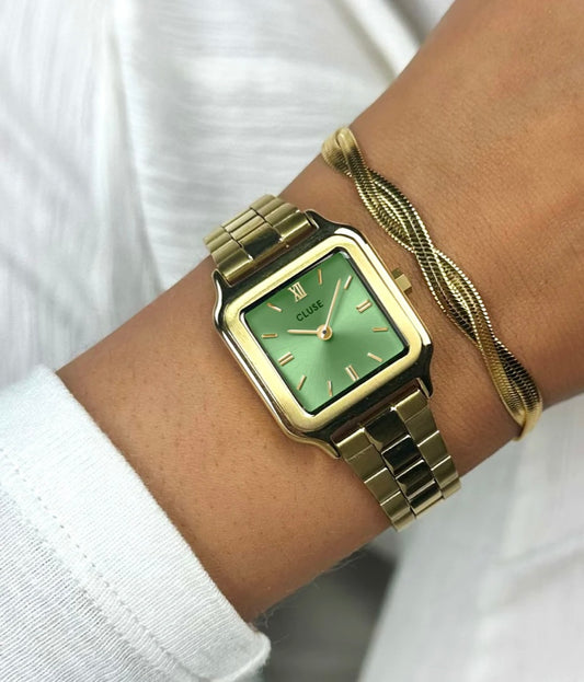 Gracieuse petite watch steel, Light green, Gold colour