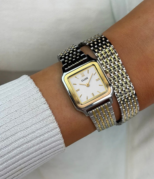 Gracieuse Petite Watch Double Steel, White Two-tone