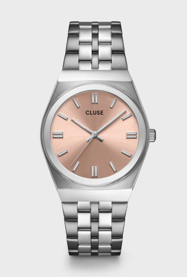 Retro 70's Watch Steel, Light Salmon, Silver Colour