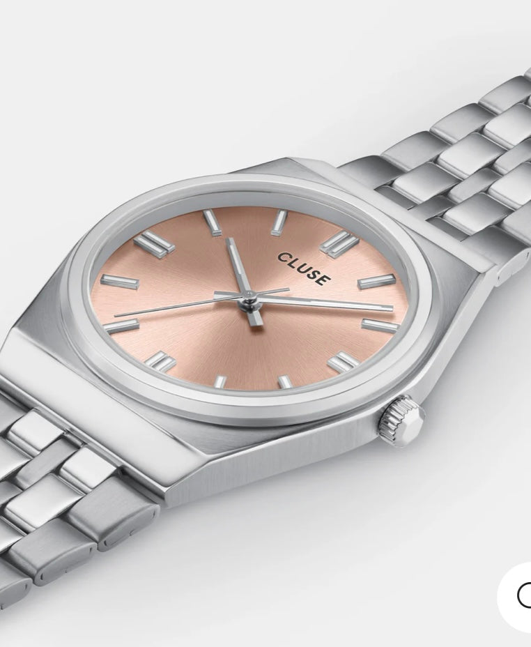 Retro 70's Watch Steel, Light Salmon, Silver Colour